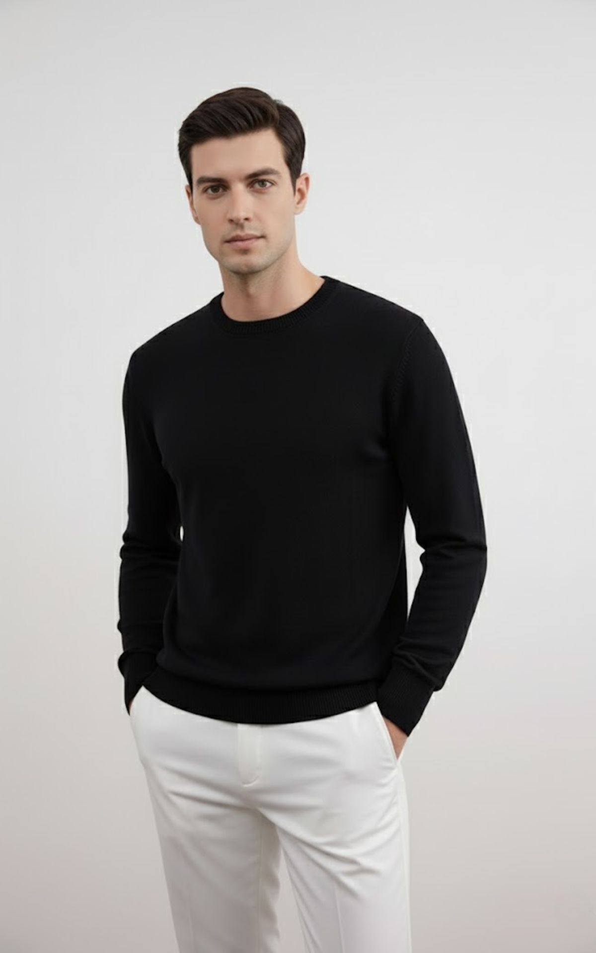 Men’s Classic Crew Neck Sweater – Premium Cotton Blend Knit