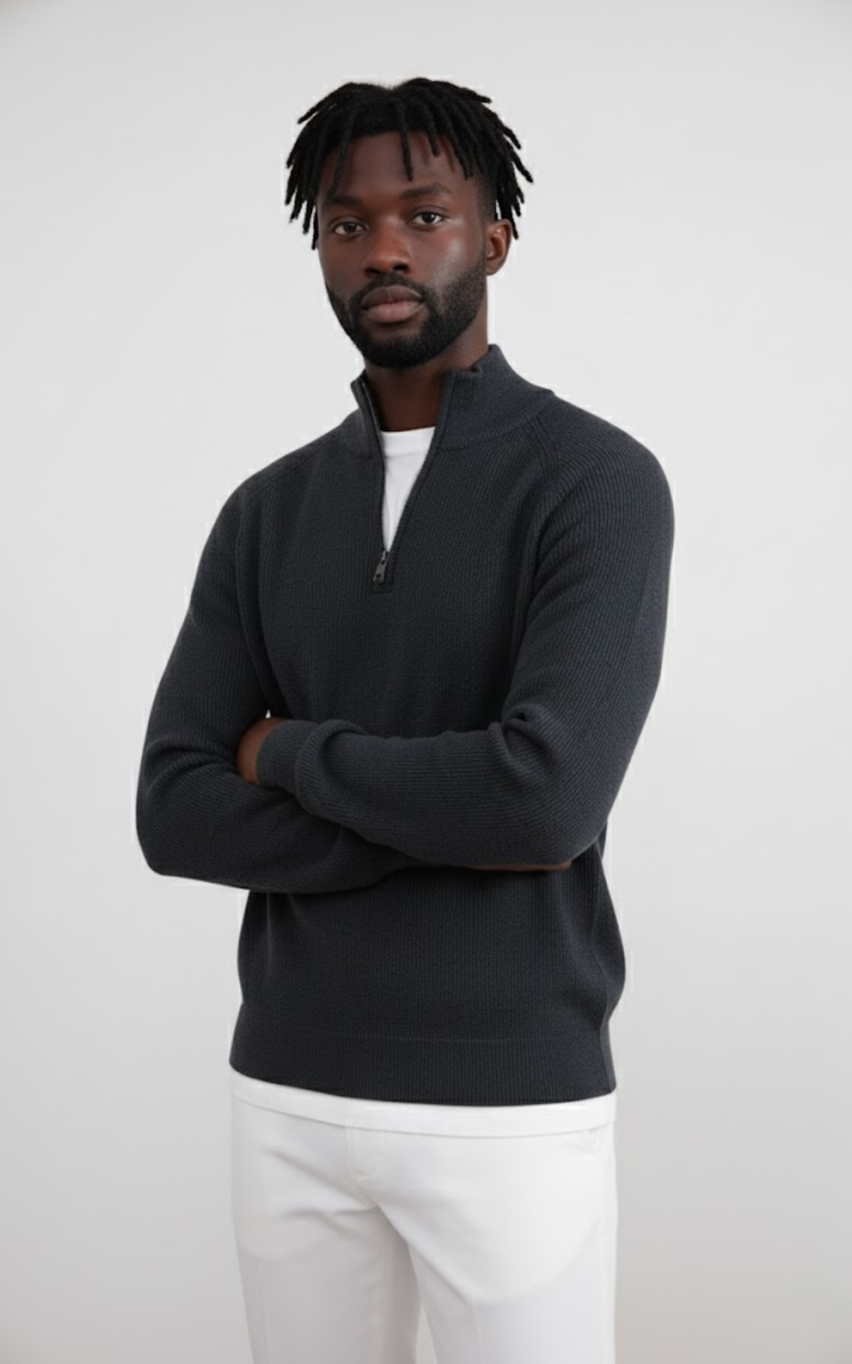 Men’s Quarter-Zip Mock Neck Sweater – Premium Cotton Blend Pullover